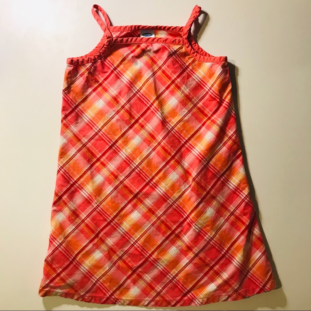 Girls 4T Old Navy plaid orange dress, straps